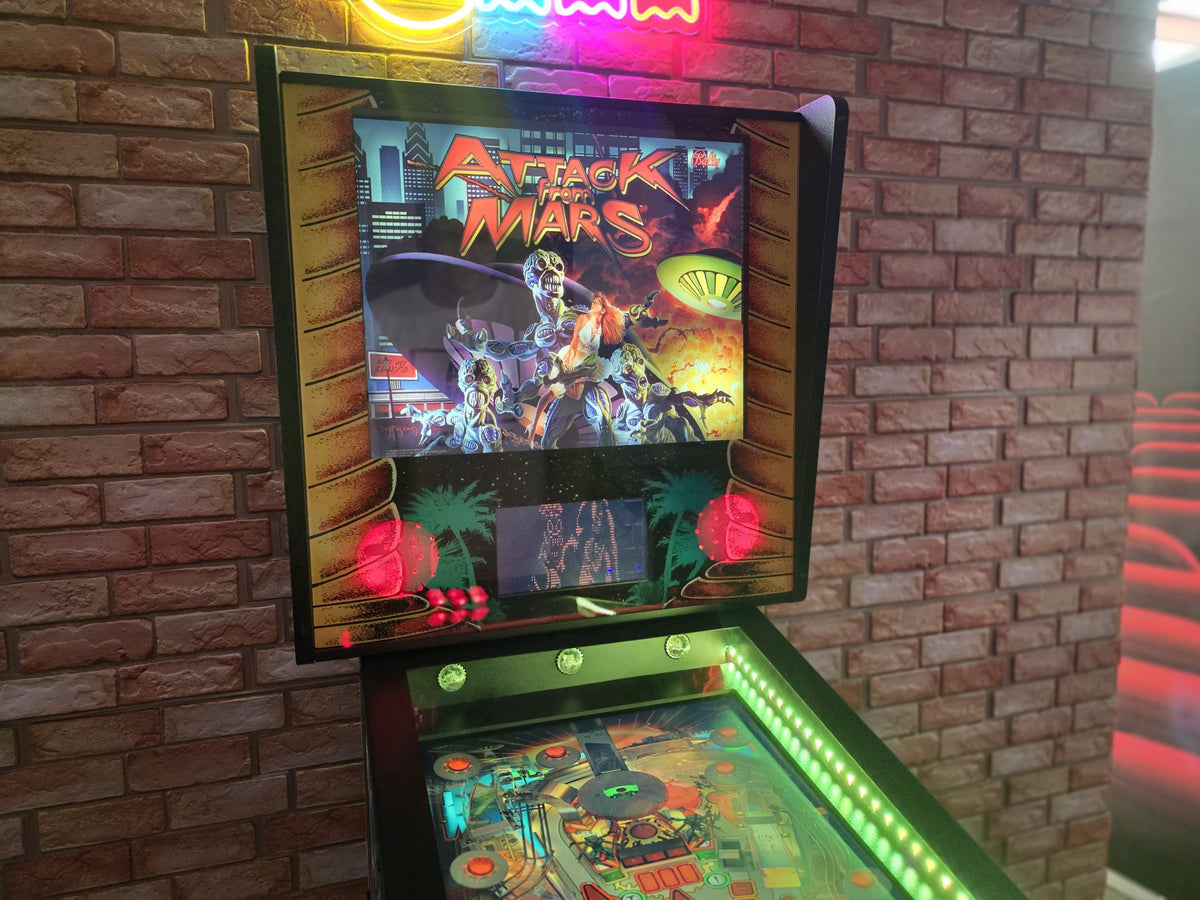 Pinball Virtual 4K 27.5" con PC Ryzen 7, GTX1060, 1800+ Juegos, DMD 7", Backglass 19", DOF con Solenoides, Shaker, PinUp Popper, Arcade con Trackball y Joystick