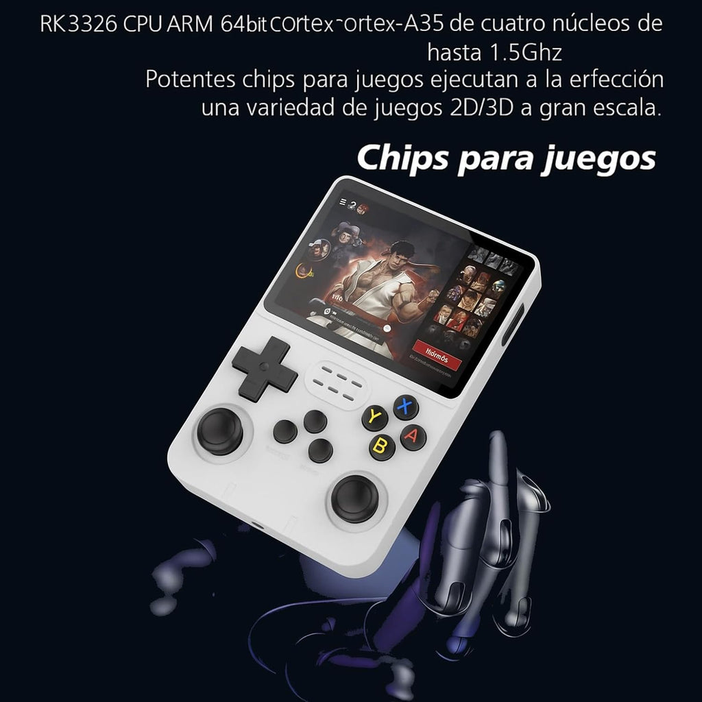 Consola Retro Ambernic R36S Portátil 128GB – 15.000+ titulos (Blanca)