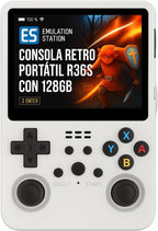 Consola Retro Ambernic R36S Portátil 128GB – 15.000+ titulos (Blanca)