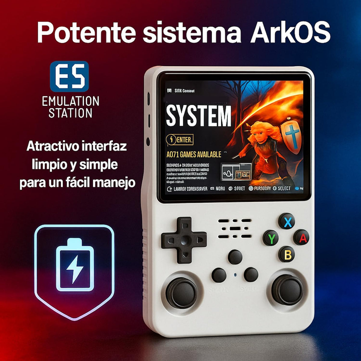 Consola Retro Ambernic R36S Portátil 128GB – 15.000+ titulos (Blanca)