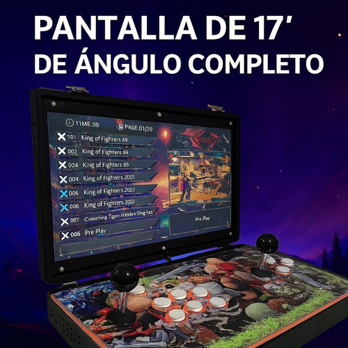 Arcade Maletin Pandora box con Monitor de 17" 4:3 | Más de 20.000 juegos 2D y 3D | 6 Botones Arcade por Jugador | Incluye Bateria para Juego portatil sin Cables | Consola Ideal para Viaje | Preparado para encender y Jugar