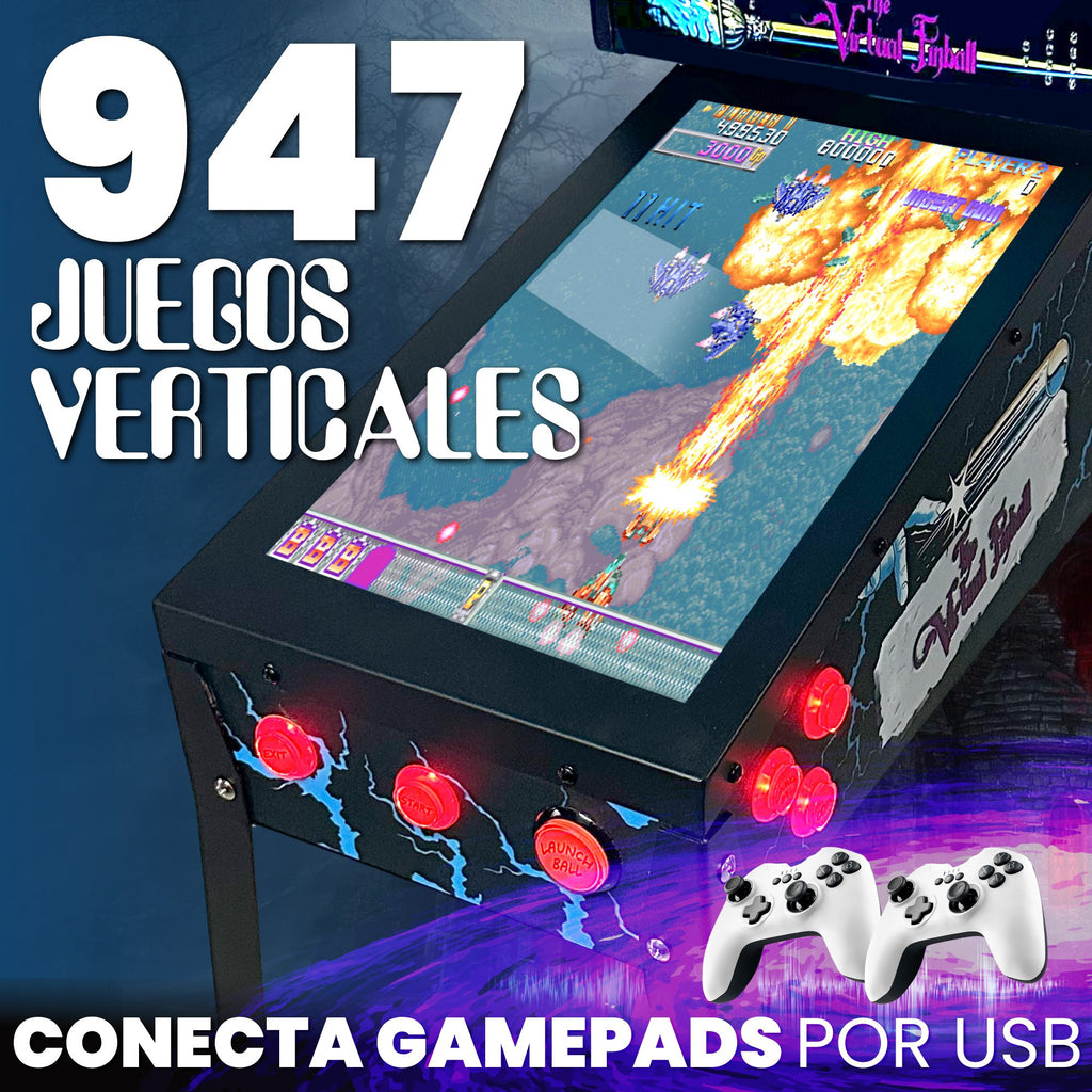 Pinball Virtual, Playfield 18.5", Backglass 15" RYZEN 5 5500 iGPU AMD Radeon 7 1800Mhz 16GB RAM 256GB SSD (Pinball con patas ThefamilyAddams)