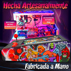 Pinball Virtual en Acero con 13.3” 1080p Playield, PC Intel N5105 con 8GB RAM y 128GB M2, 12 Botones Arcade retroiluminados, Frontend PinballX, VPX y VP9 (MiniPinball Curvo Metálico He-man Negro)