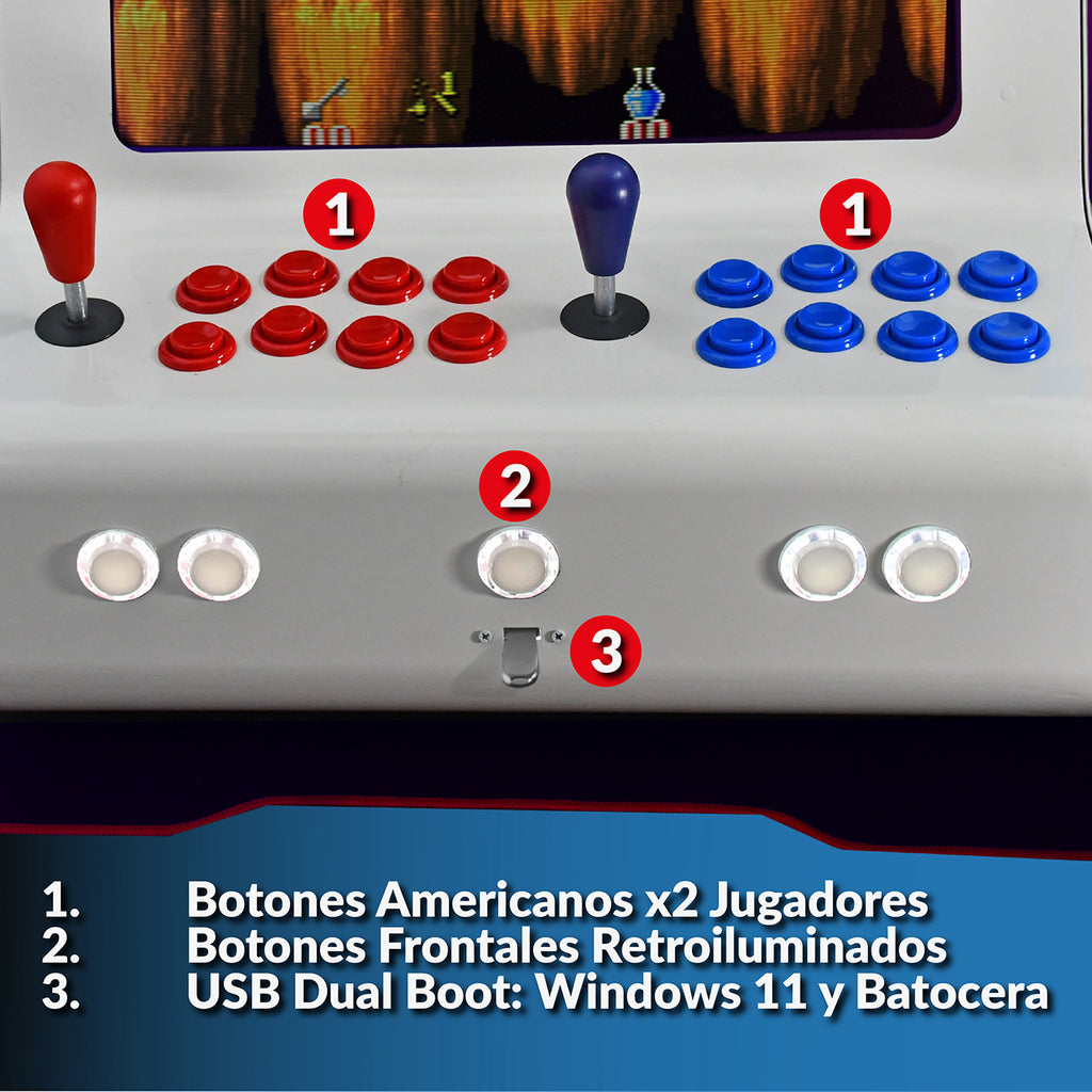 Bartop arcade diseño moderno Intel N100 16GB RAM BLANCA