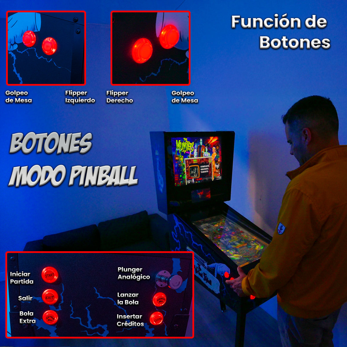 Pinball Virtual, Playfield 27'5″, Backglass 19″, DMD 7", Ryzen 7 5800H (Último diseño disponible: Back to the Future)
