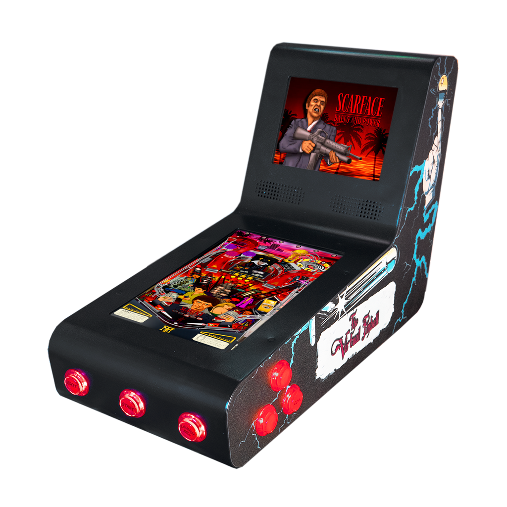 Pinball Virtual, Playfield 12″, Backglass 8″ INTEL N5105 (MiniPinball Curvo Metálico con Backglass TheFamilyAddams)