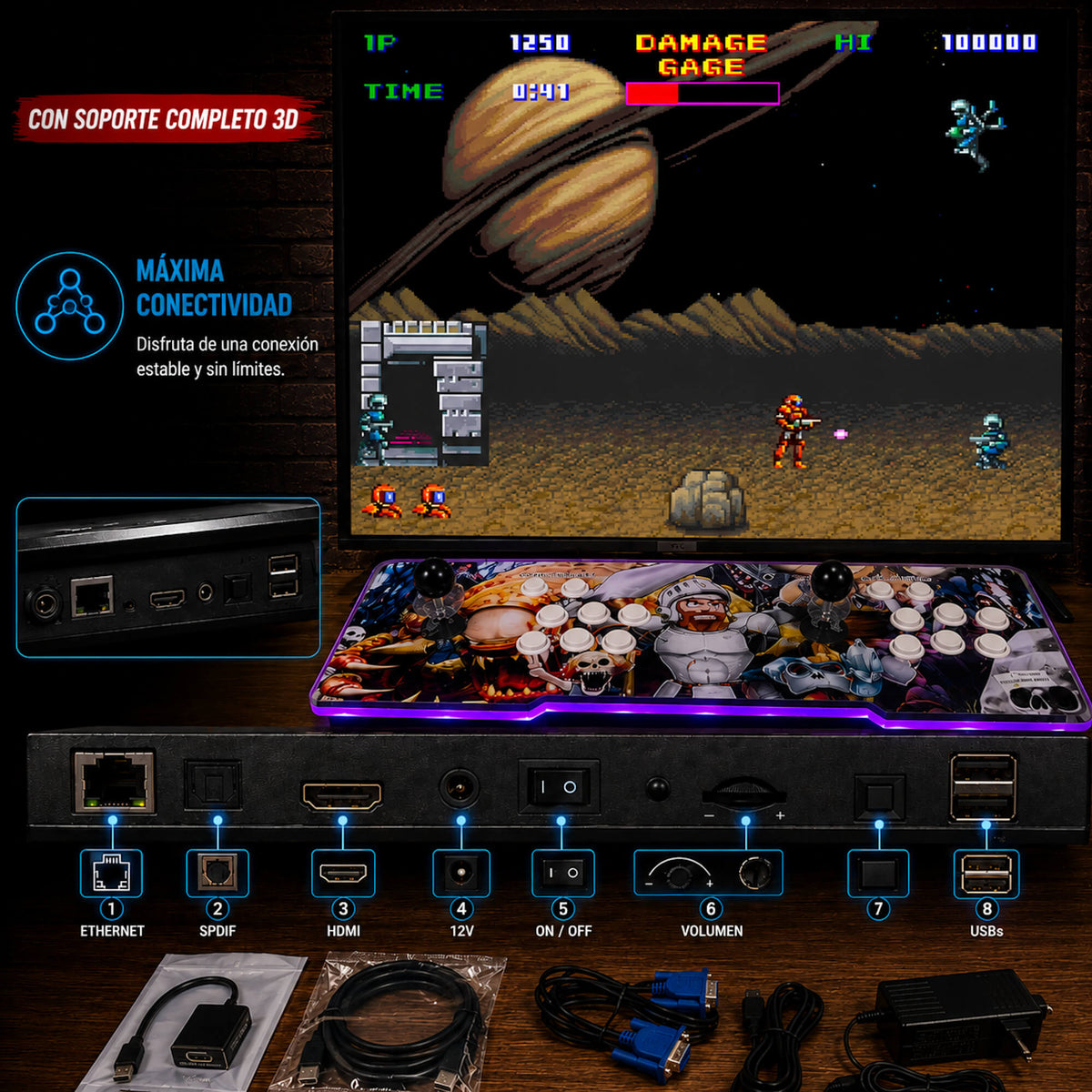 Pandora box S88 3D Wifi 36800 titulos • Más potente para 3D Amlogic S812, 2GB RAM • Maquina recreativa Arcade, Función de Guardar Partida. Mame,Neogeo, MD, Dreamcast, PSone, PSP y mucho más...