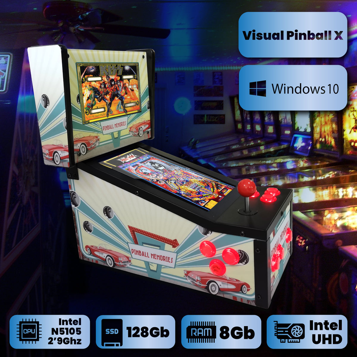 Mini Pinball Virtual, Playfield 13.3", Backglass 10.1" (Pinball Metálico Pinball Memories)