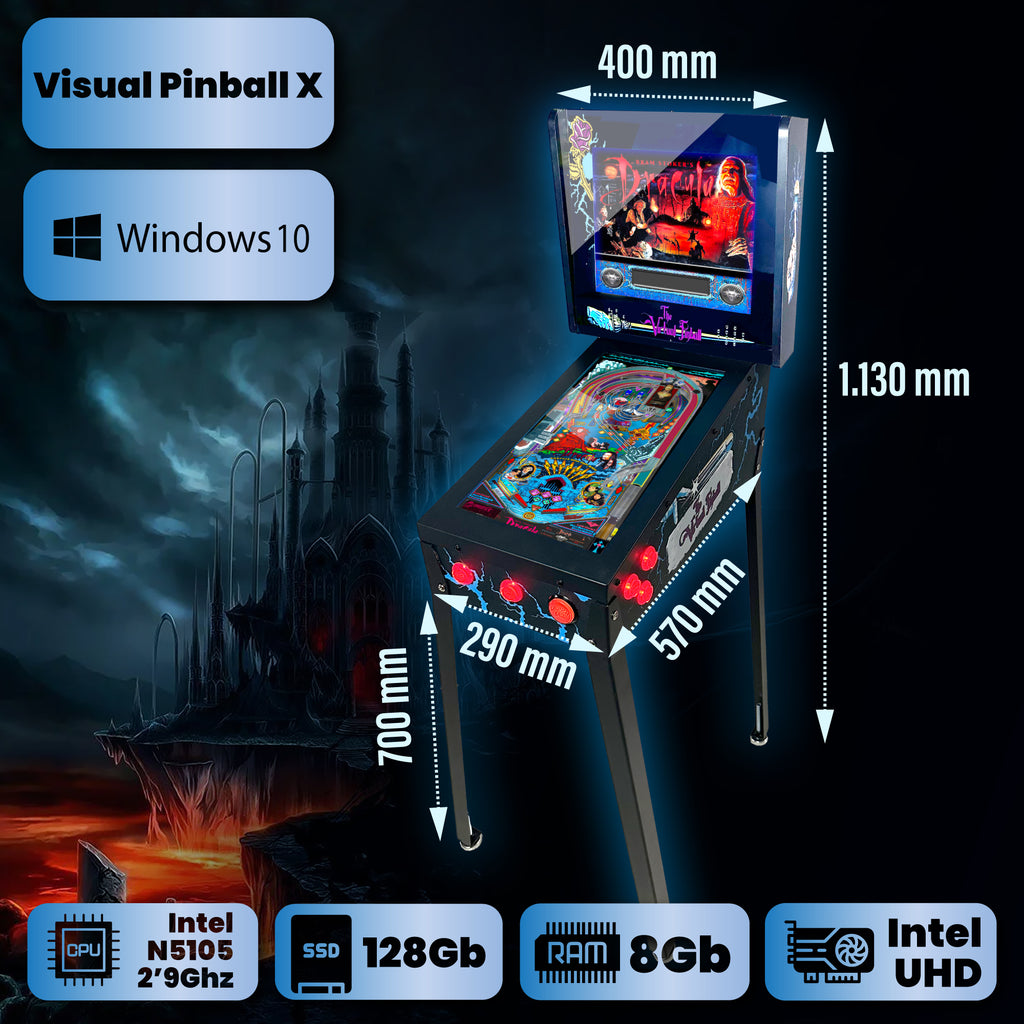 Pinball Virtual, Playfield 18.5", Backglass 15" RYZEN 5 5500 iGPU AMD Radeon 7 1800Mhz 16GB RAM 256GB SSD (Pinball con patas ThefamilyAddams)