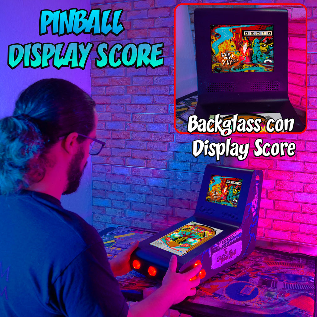 Pinball Virtual, Playfield 12″, Backglass 8″ INTEL N5105 (MiniPinball Curvo Metálico con Backglass TheFamilyAddams)