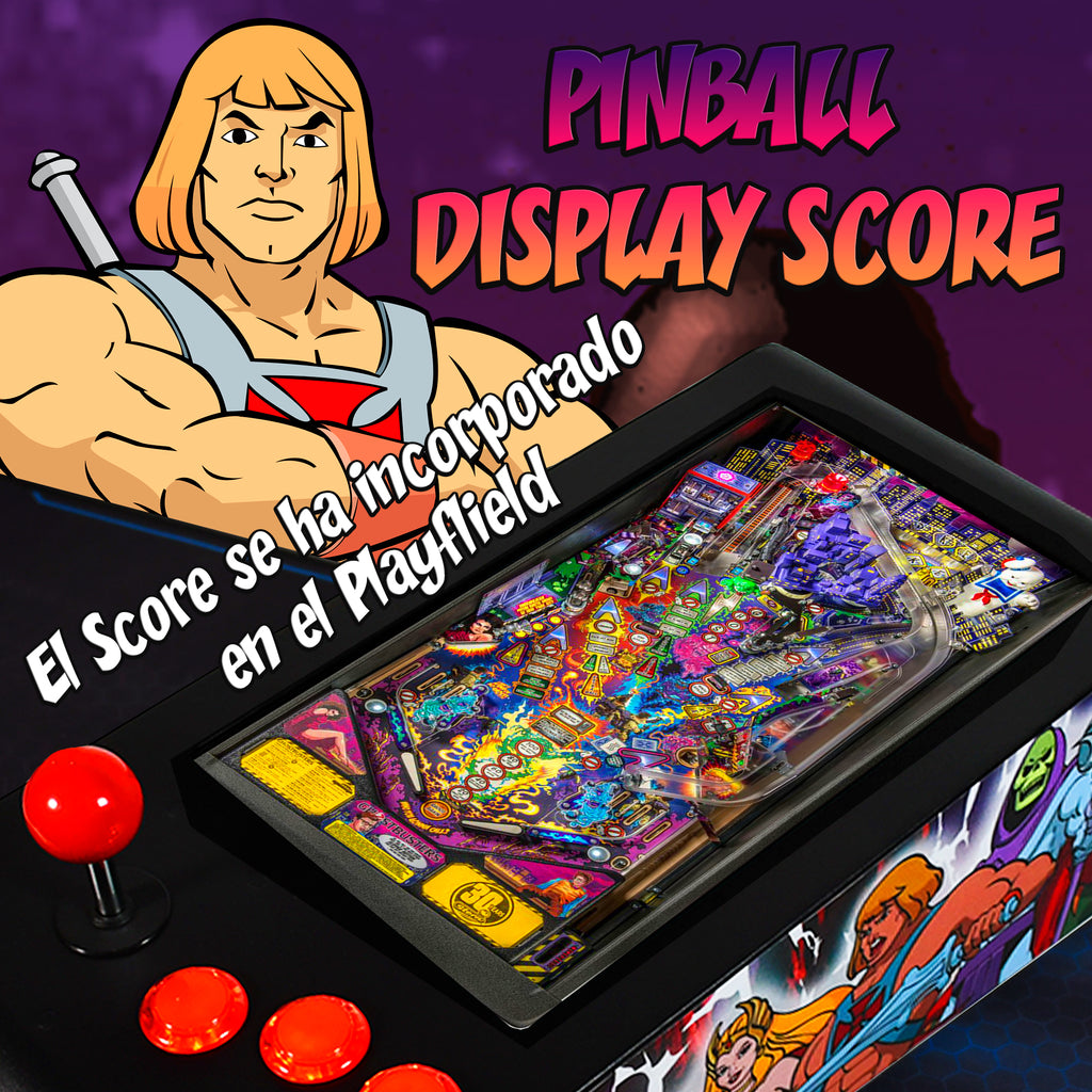 Pinball Virtual en Acero con 13.3” 1080p Playield, PC Intel N5105 con 8GB RAM y 128GB M2, 12 Botones Arcade retroiluminados, Frontend PinballX, VPX y VP9 (MiniPinball Curvo Metálico He-man Negro)