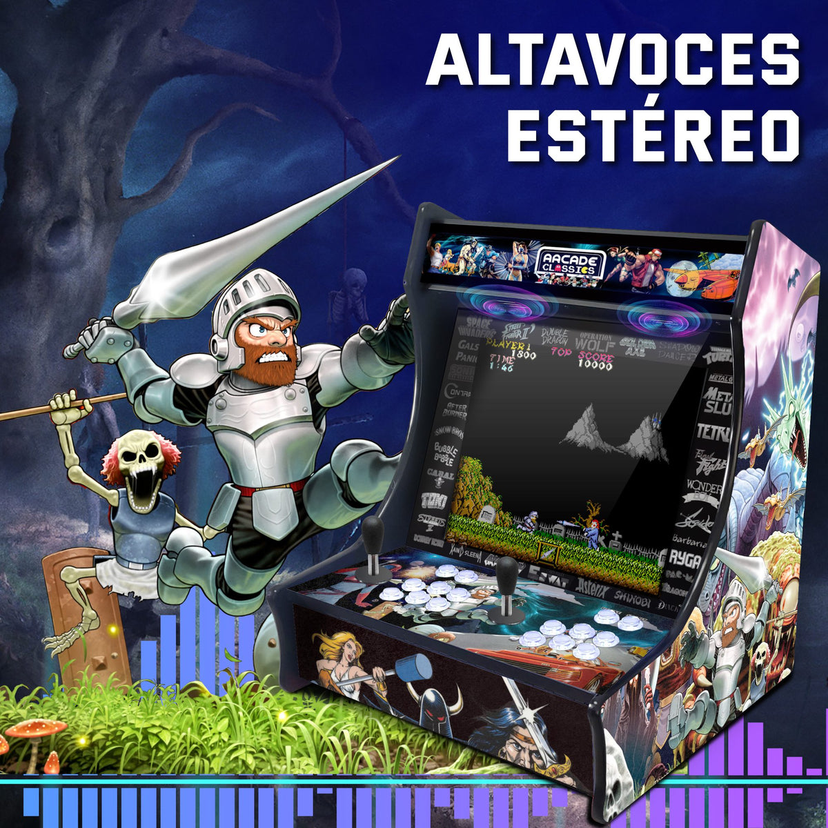 Bartop Arcade con monitor 19" 4:3 | La más recomendada | Mueble contrachapado de 19mm | Joysticks Americanos | Pandora DX2 PLus saga con 9.800 juegos compatible con PandoryDX