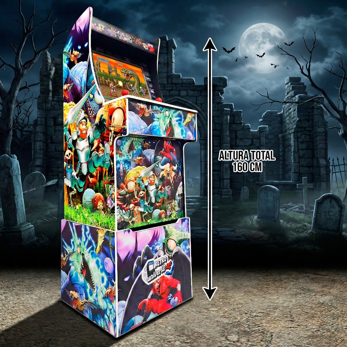 Arcade recreativa 19" de 160cm con 9800 titulos 2D y 3D con Peana 1'60cm