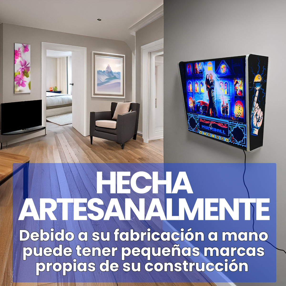 Lámpara RGB - Backglass Pincab Flipper Pinball The Addams Family, Ideal para Decorar habitación Gaming Sala Arcade, Incluye Mando a Distancia con Distintos Modos de iluminación Ambiente