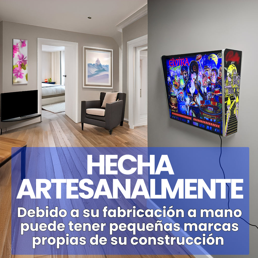 Lámpara RGB - Backglass Pincab Flipper Pinball Elvira, Ideal para Decorar habitación Gaming Sala Arcade, Incluye Mando a Distancia con Distintos Modos de iluminación Ambiente