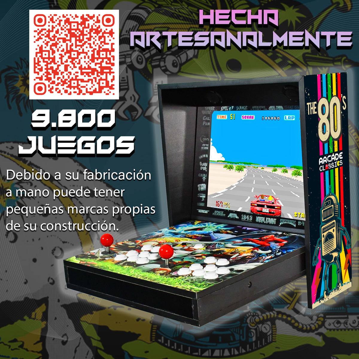 Máquina Arcade de Pared 19" con 9800 Juegos (Sin vinilos laterales)