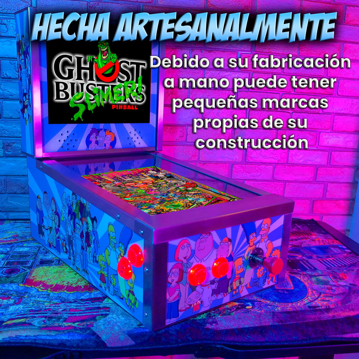 Pinball Virtual 15.6" + 12" con plunger analógico (Futurama Metálico con backglass)