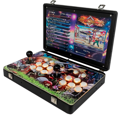 Arcade Maletin Pandora box con Monitor de 17" 4:3 | Más de 20.000 juegos 2D y 3D | 6 Botones Arcade por Jugador | Incluye Bateria para Juego portatil sin Cables | Consola Ideal para Viaje | Preparado para encender y Jugar