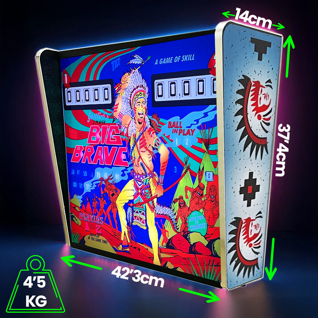 Lámpara RGB - Backglass Pincab Flipper Pinball Big Brave, Ideal para Decorar habitación Gaming Sala Arcade, Incluye Mando a Distancia con Distintos Modos de iluminación Ambiente