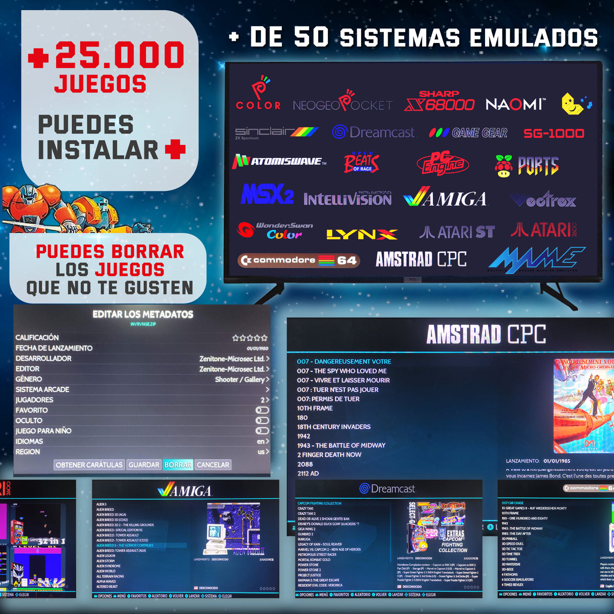Pandora box 1P Xain'd Sleena EmulationStation +25.000 Títulos