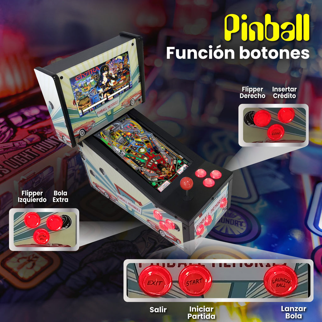 Mini Pinball Virtual, Playfield 13.3", Backglass 10.1" (Pinball Metálico Pinball Memories)