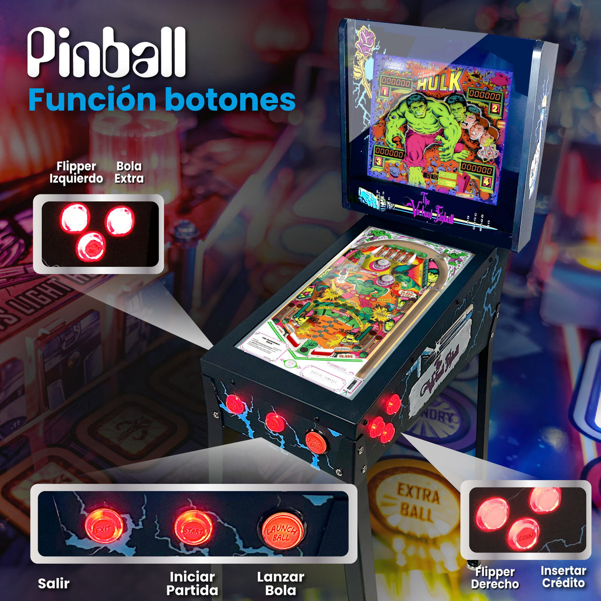Pinball Virtual, Playfield 18.5", Backglass 15" RYZEN 5 5500 iGPU AMD Radeon 7 1800Mhz 16GB RAM 256GB SSD (Pinball con patas ThefamilyAddams)