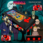 Pinball Virtual en Acero con 13.3” 1080p Playield, PC Intel N95 con 8GB RAM y 128GB M2, 12 Botones Arcade retroiluminados, Frontend PinballX, VPX y VP9 (MiniPinball Curvo Metálico TheAddamsFamily Negro)