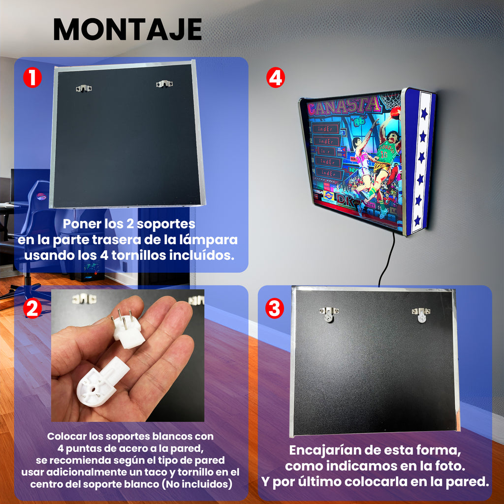 Lámpara RGB - Backglass Pincab Flipper Pinball Canasta86, Ideal para Decorar habitación Gaming Sala Arcade, Incluye Mando a Distancia con Distintos Modos de iluminación Ambiente