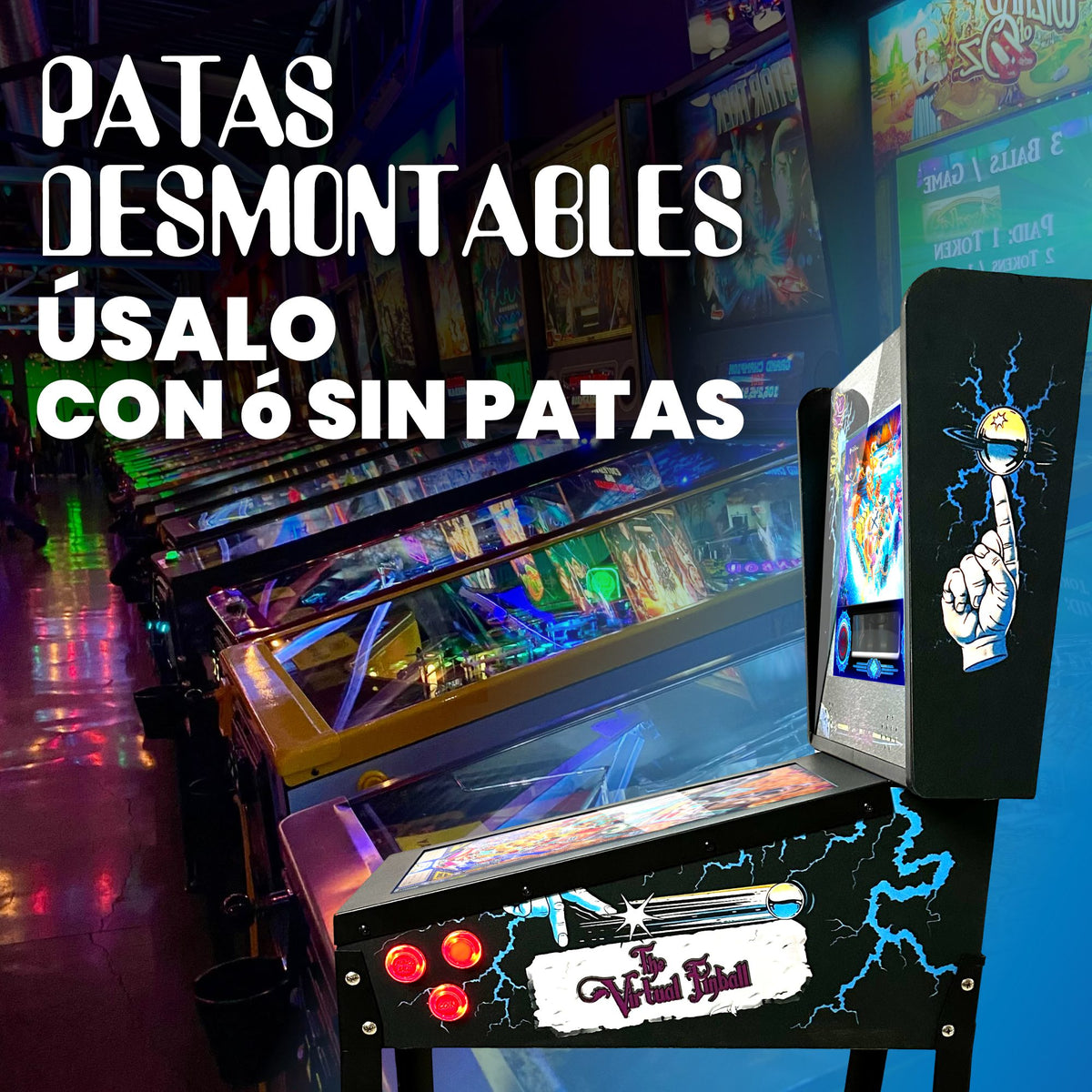 Pinball Virtual, Playfield 18.5", Backglass 15" RYZEN 5 5500 iGPU AMD Radeon 7 1800Mhz 16GB RAM 256GB SSD (Pinball con patas ThefamilyAddams)