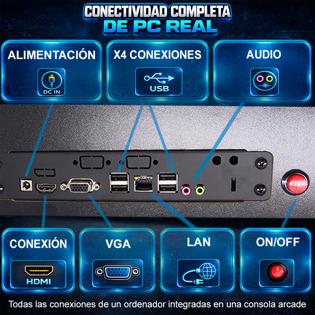Pandora Box Premium Intel i5 3470 + 8gb RAM + Disco Duro 128gb M2 + ITX GH61TR + Dual Boot: Windows 11 + USB 256GB Batocera + Arduino Leonardo + Placas Zero Delay + Trackball + Joysticks Americanos + Botones Arcade