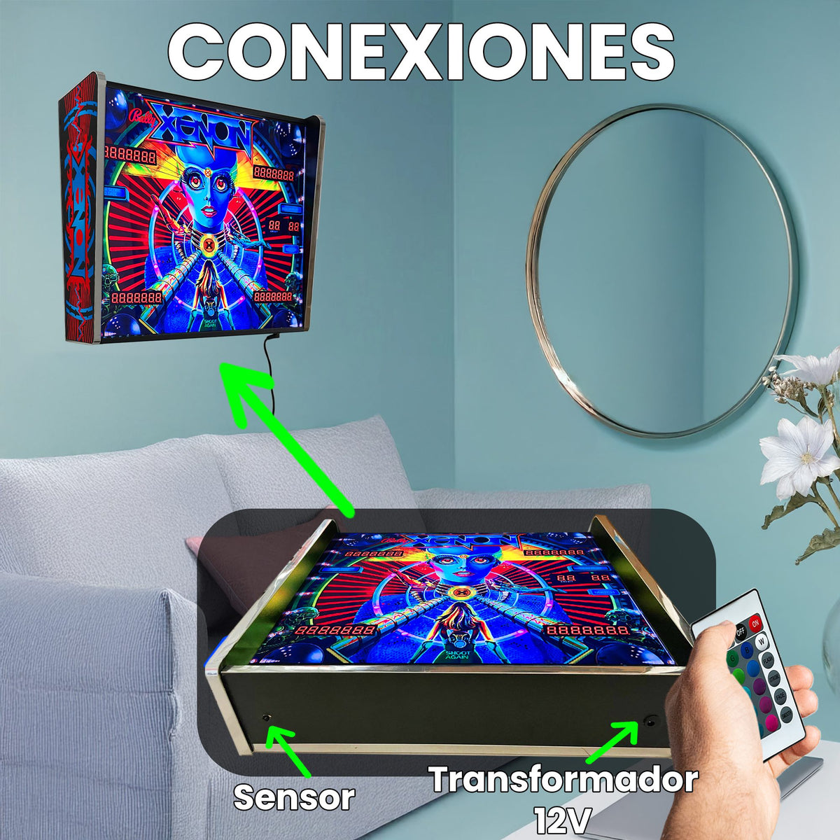 Lámpara RGB - Backglass Pincab Flipper Pinball Tales of Arabian Night, Ideal para Decorar habitación Gaming Sala Arcade, Incluye Mando a Distancia con Distintos Modos de iluminación Ambiente