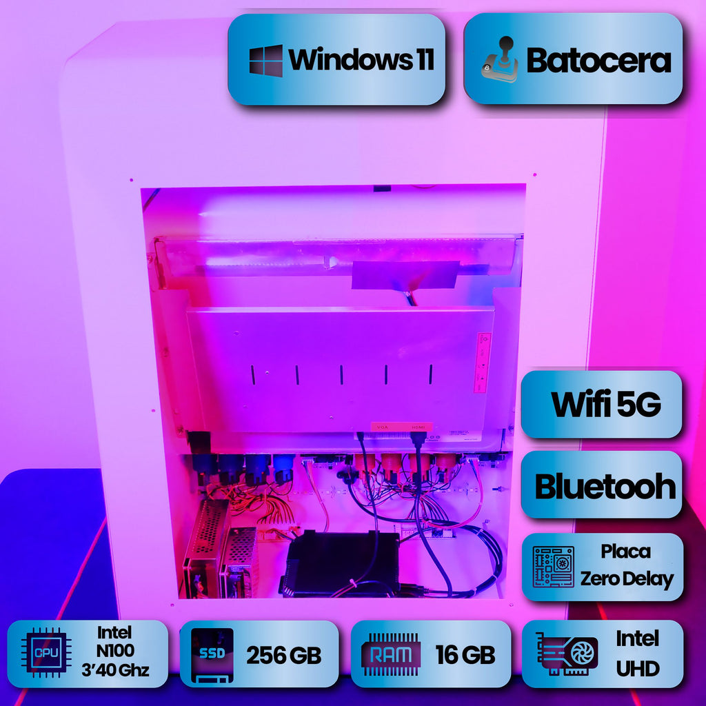 Bartop arcade diseño moderno Intel N100 16GB RAM BLANCA