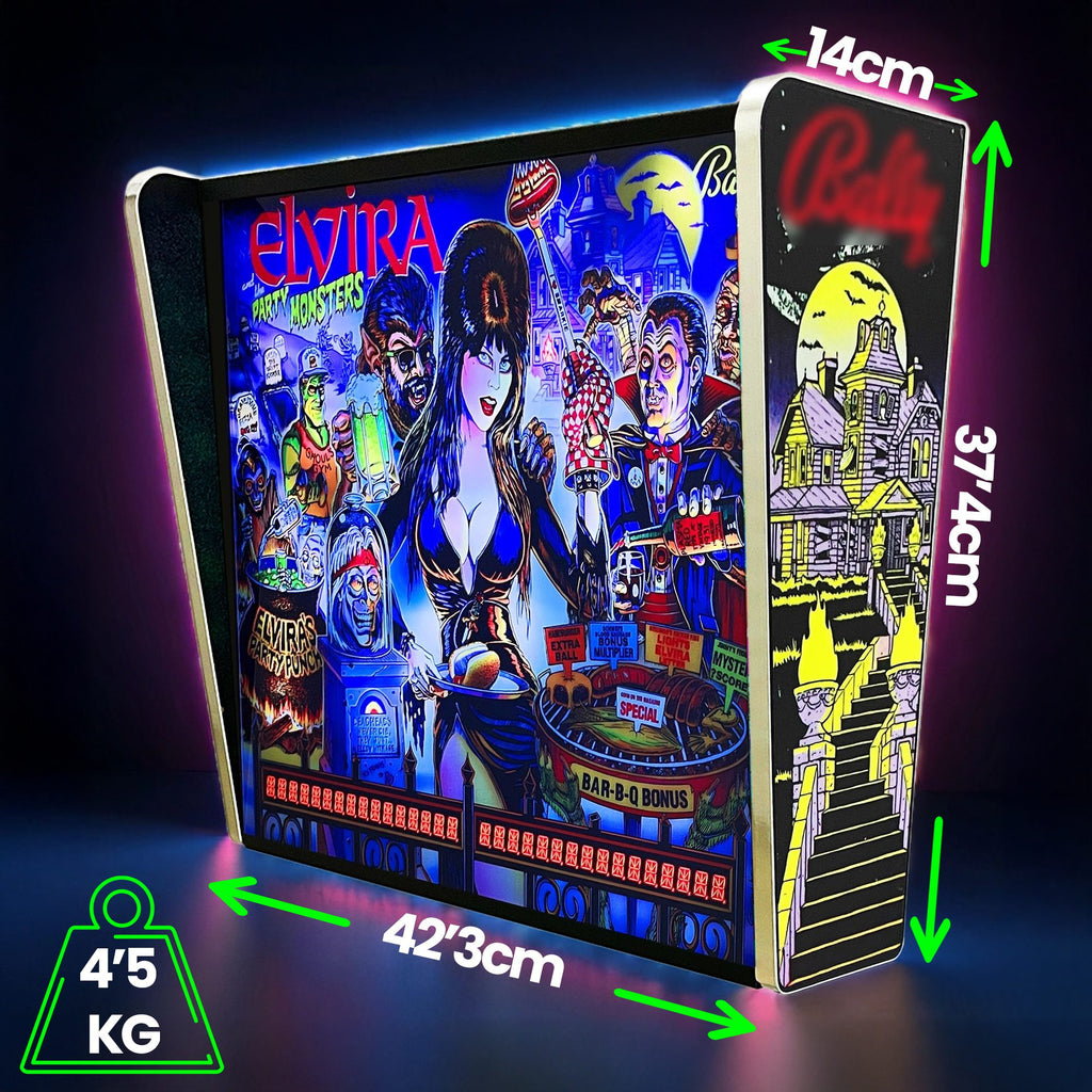 Lámpara RGB - Backglass Pincab Flipper Pinball Elvira, Ideal para Decorar habitación Gaming Sala Arcade, Incluye Mando a Distancia con Distintos Modos de iluminación Ambiente