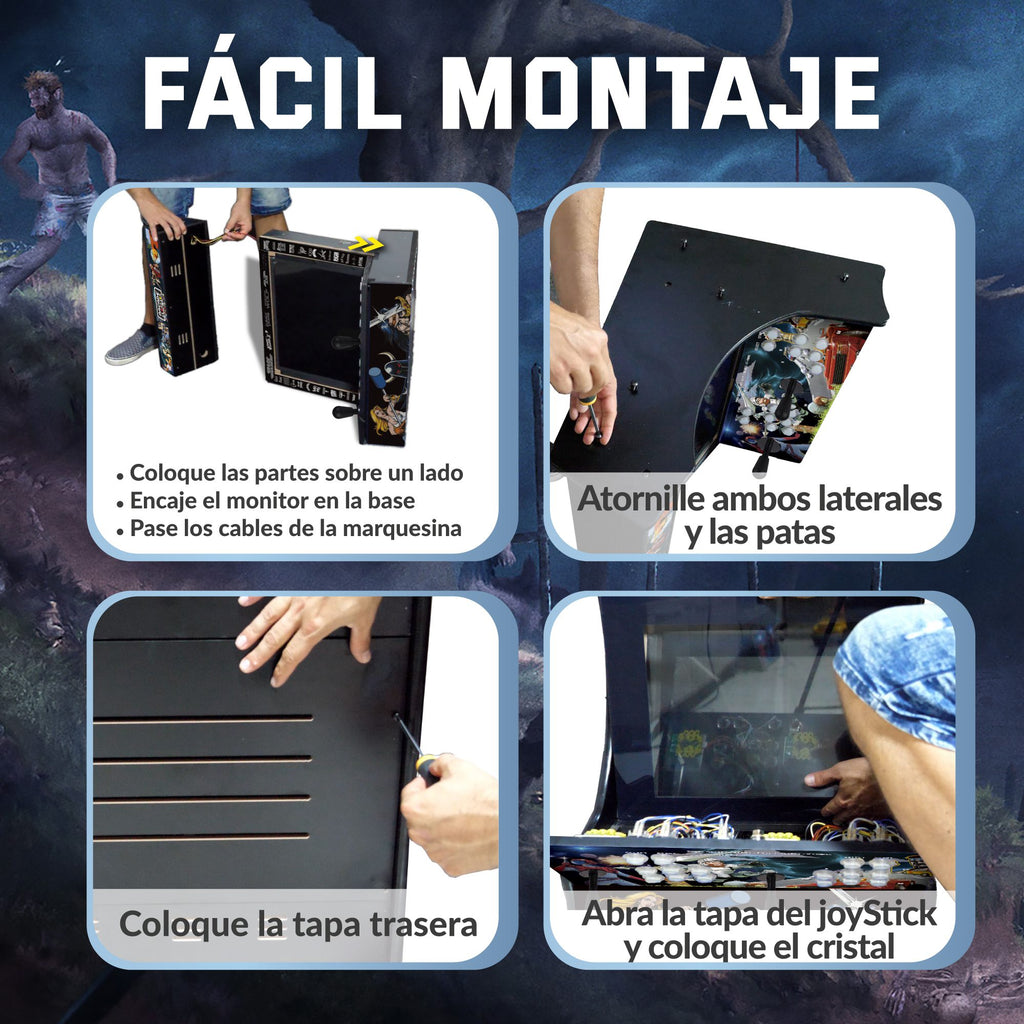 Bartop Arcade con monitor 19" 4:3 | La más recomendada | Mueble contrachapado de 19mm | Joysticks Americanos | Pandora DX2 PLus saga con 9.800 juegos compatible con PandoryDX