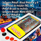 Pinball Virtual en Acero con 13.3” 1080p Playield, PC Intel N95 con 8GB RAM y 128GB M2, 12 Botones Arcade retroiluminados, Frontend PinballX, VPX y VP9 (MiniPinball Curvo Metálico BacktotheFuture Blanco)