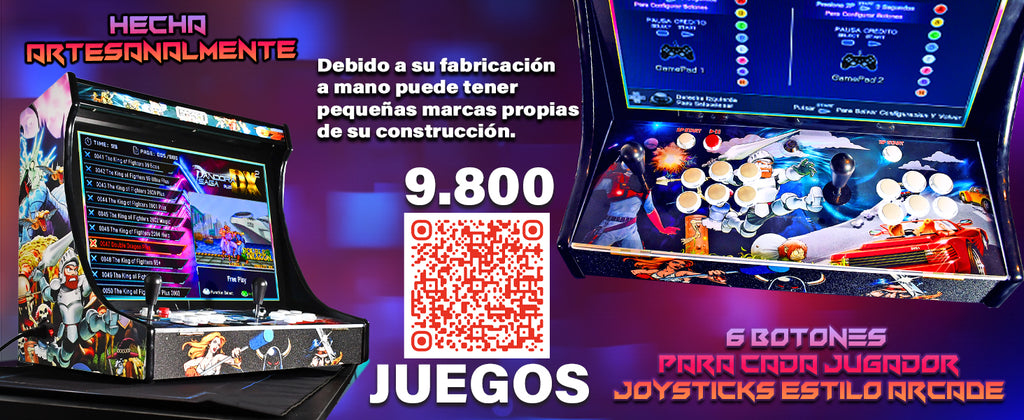 Bartop arcade de 22" con monedero y 9800 titulos
