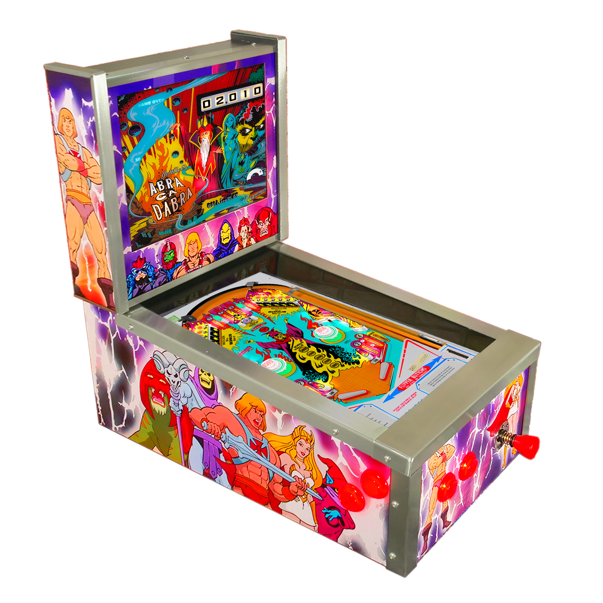 Pinball Virtual 15.6" + 12" con plunger analógico (Pinball Metálico He-man con Backglass)
