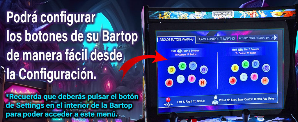 Bartop arcade de 22" con monedero y 9800 titulos