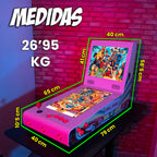 Pinball Virtual, Playfield 21.5″, Backglass 17″, Intel (Pinball Metálico Curvo Dinner con Backglass y con Patas)