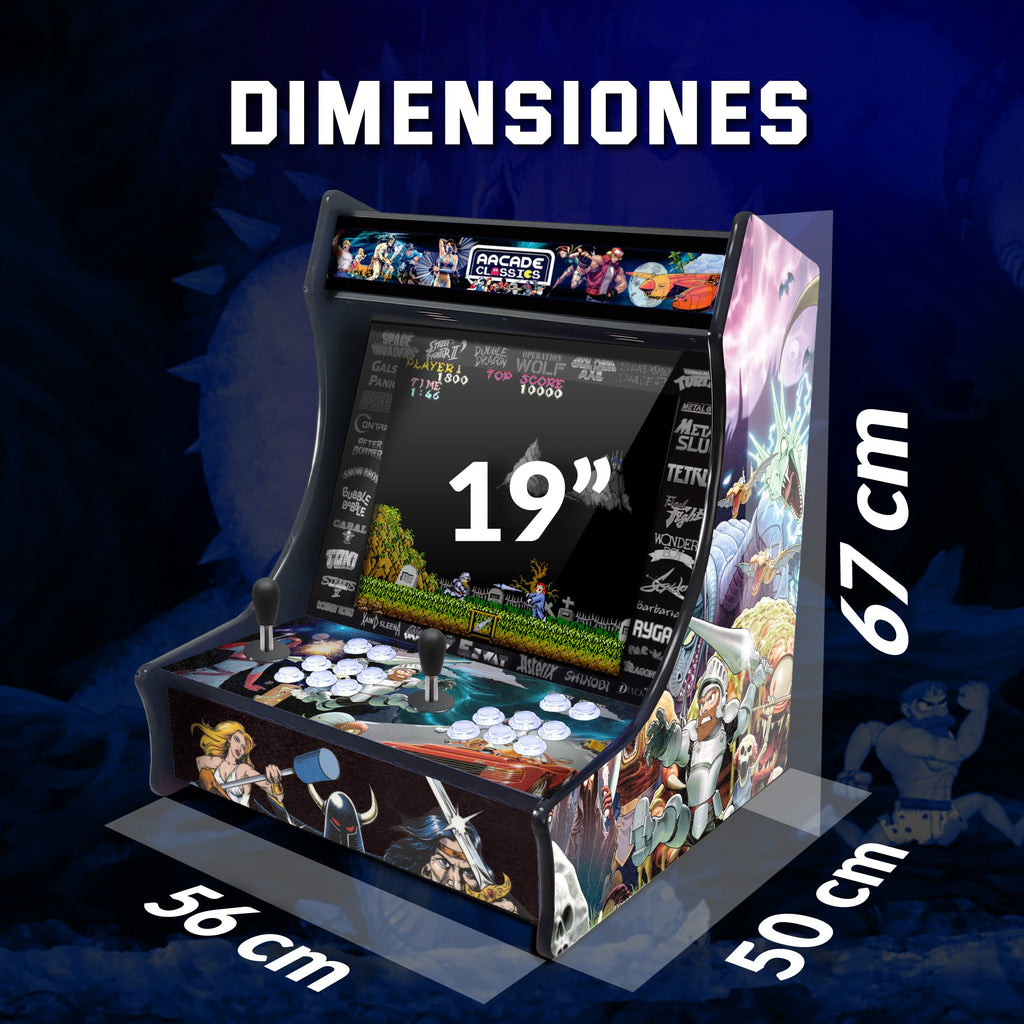 Bartop Arcade con monitor 19" 4:3 | La más recomendada | Mueble contrachapado de 19mm | Joysticks Americanos | Pandora DX2 PLus saga con 9.800 juegos compatible con PandoryDX