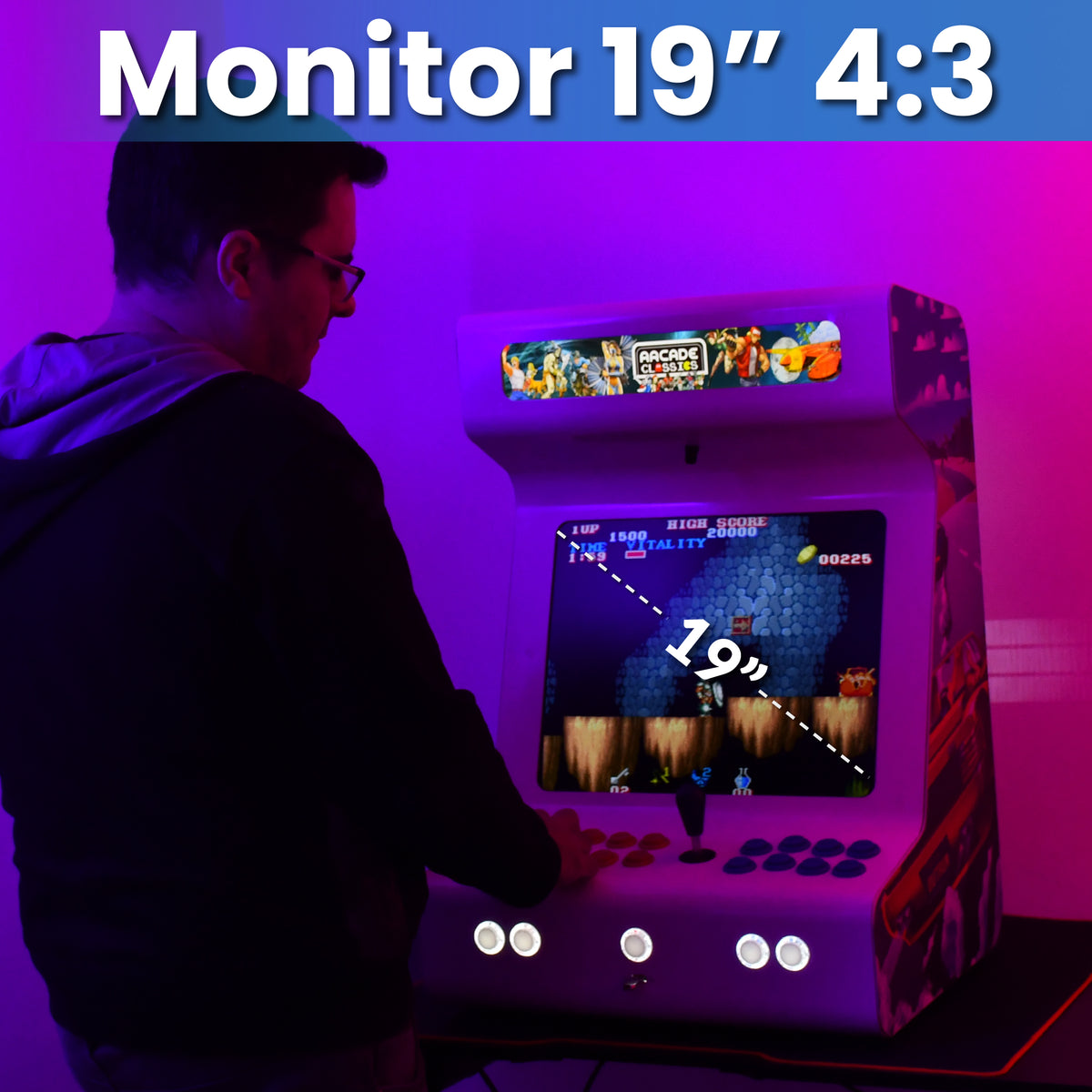 Bartop arcade diseño moderno Intel N100 16GB RAM BLANCA