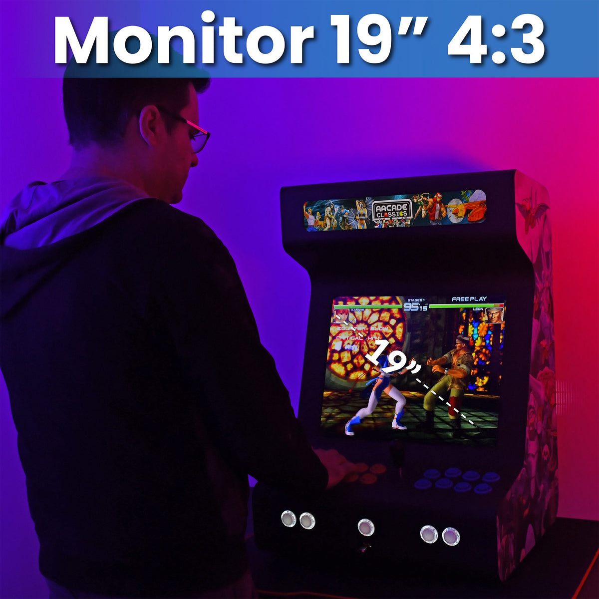 Bartop arcade diseño moderno Intel N100 16GB RAM NEGRA