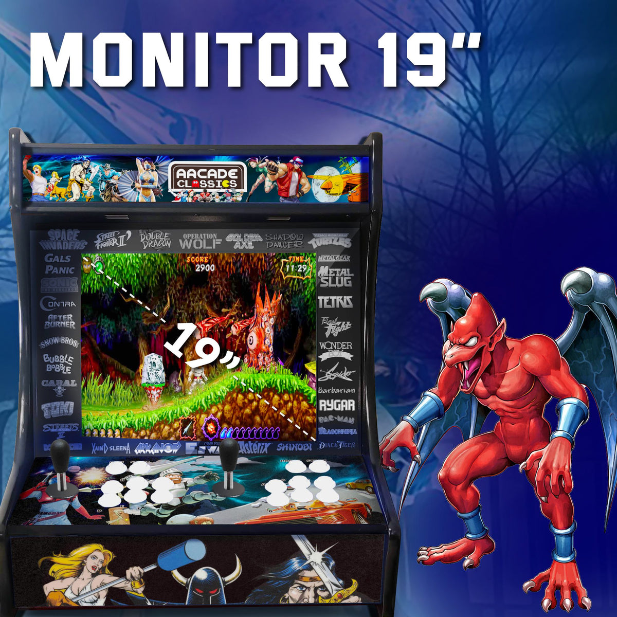 Bartop Arcade con monitor 19" 4:3 | La más recomendada | Mueble contrachapado de 19mm | Joysticks Americanos | Pandora DX2 PLus saga con 9.800 juegos compatible con PandoryDX