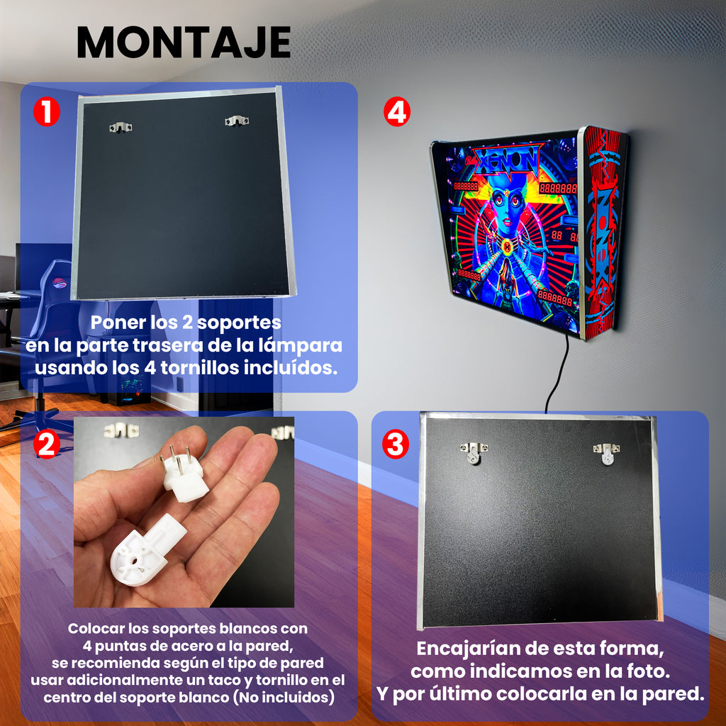 Lámpara RGB - Backglass Pincab Flipper Pinball Pulp Fiction, Ideal para Decorar habitación Gaming Sala Arcade, Incluye Mando a Distancia con Distintos Modos de iluminación Ambiente