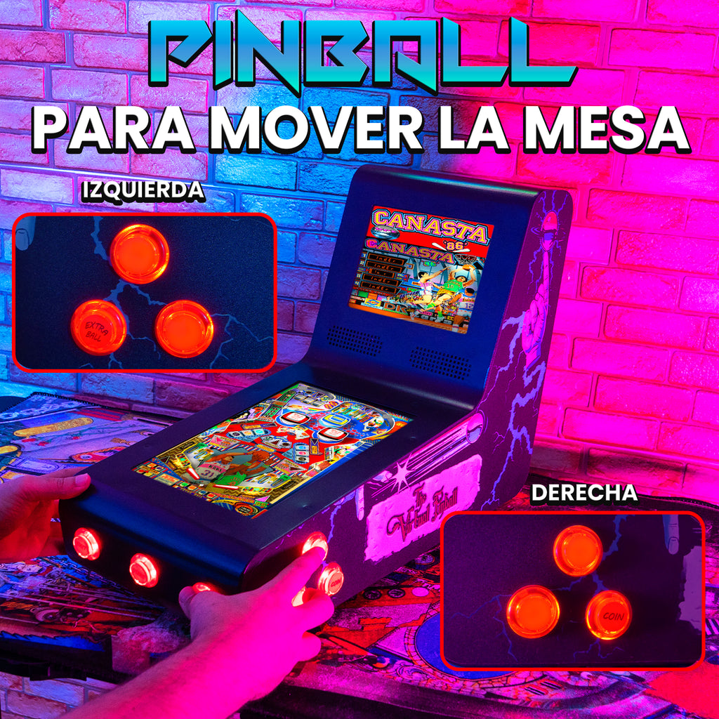 Pinball Virtual, Playfield 12″, Backglass 8″ INTEL N5105 (MiniPinball Curvo Metálico con Backglass TheFamilyAddams)