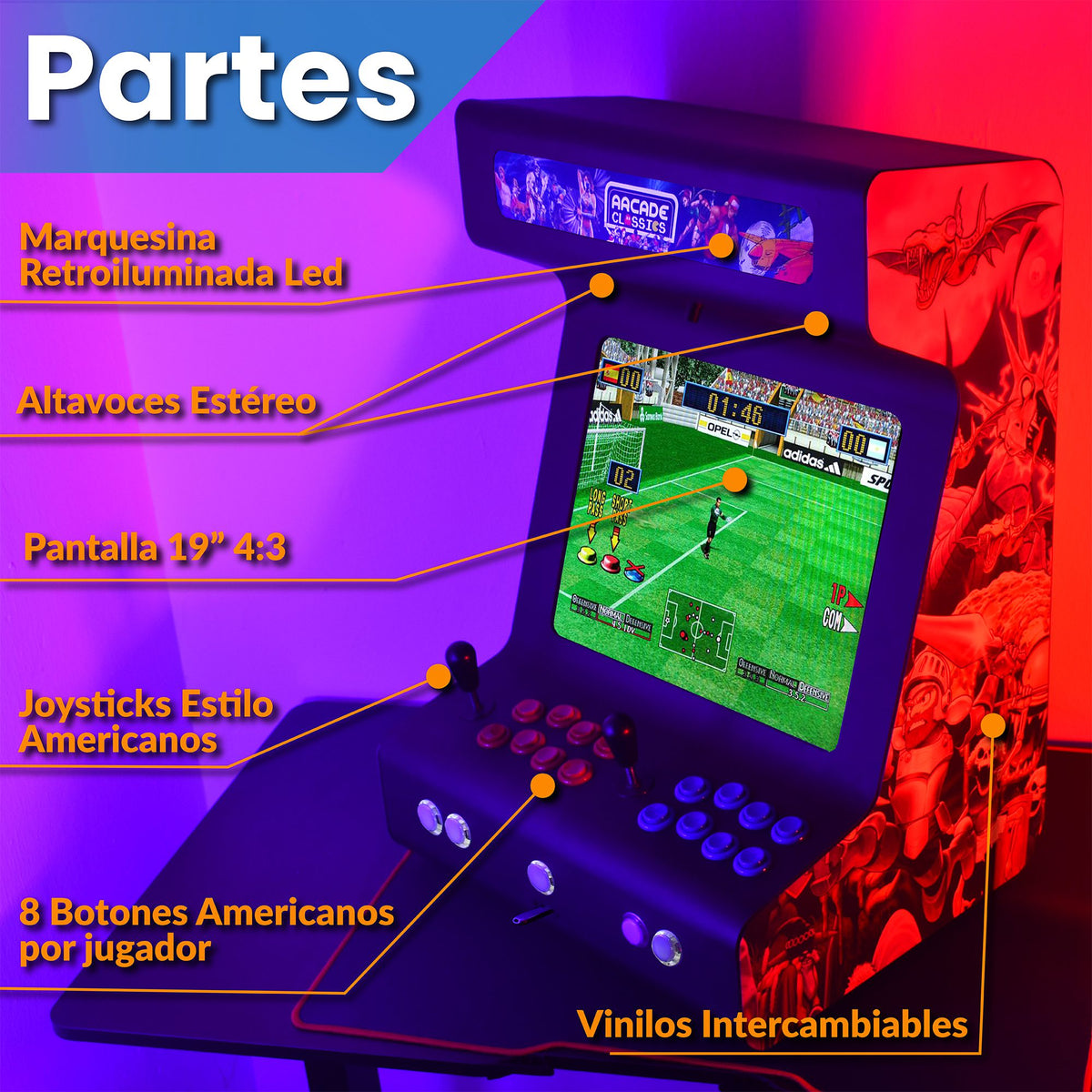 Bartop arcade diseño moderno Intel N100 16GB RAM NEGRA