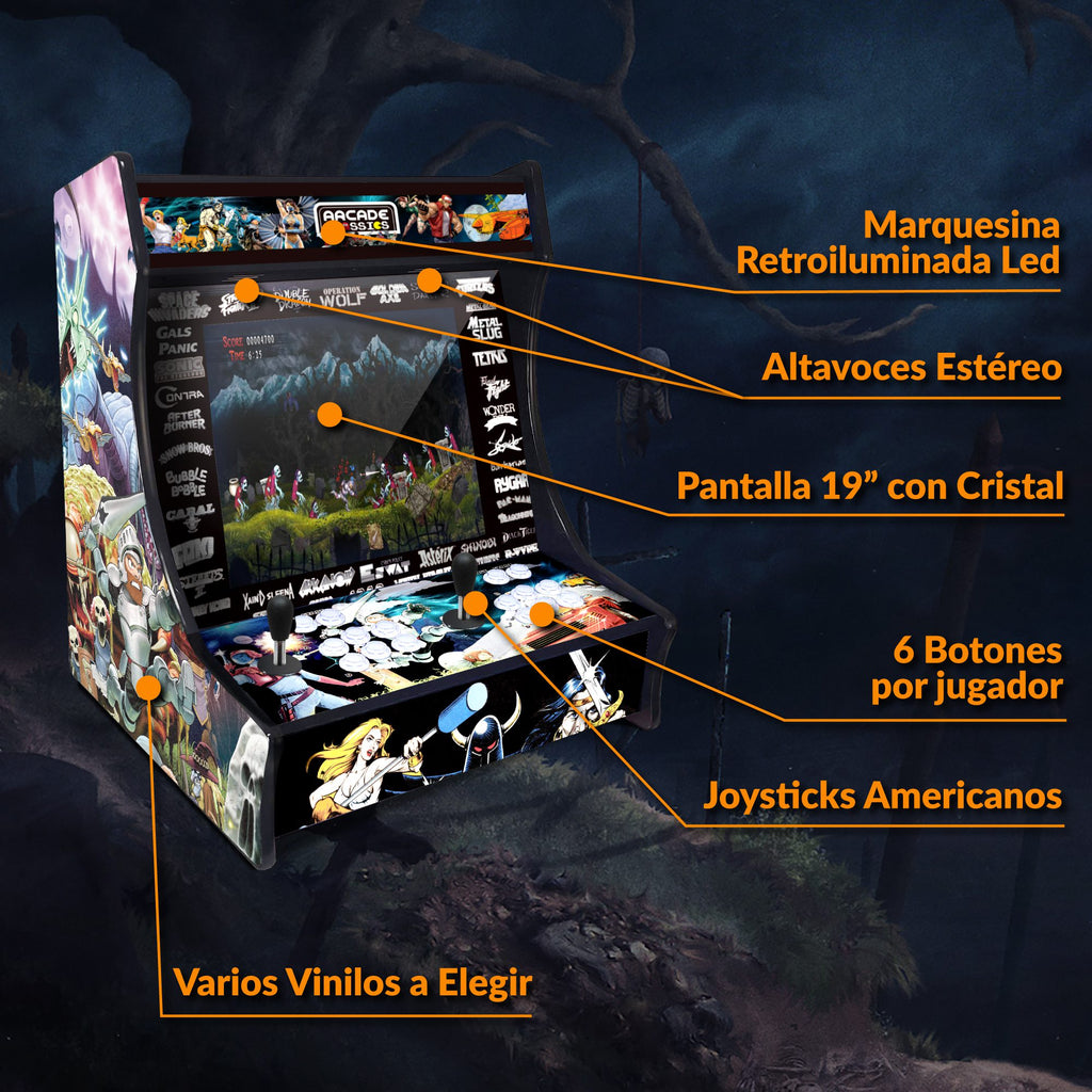 Bartop Arcade con monitor 19" 4:3 | La más recomendada | Mueble contrachapado de 19mm | Joysticks Americanos | Pandora DX2 PLus saga con 9.800 juegos compatible con PandoryDX