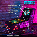 Pinball Virtual, Playfield 12″, Backglass 8″ INTEL N5105 (MiniPinball Curvo Metálico con Backglass TheFamilyAddams)