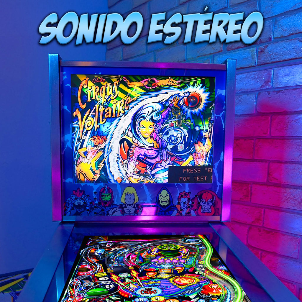 Pinball Virtual 15.6" + 12" con plunger analógico (Pinball Metálico He-man con Backglass)