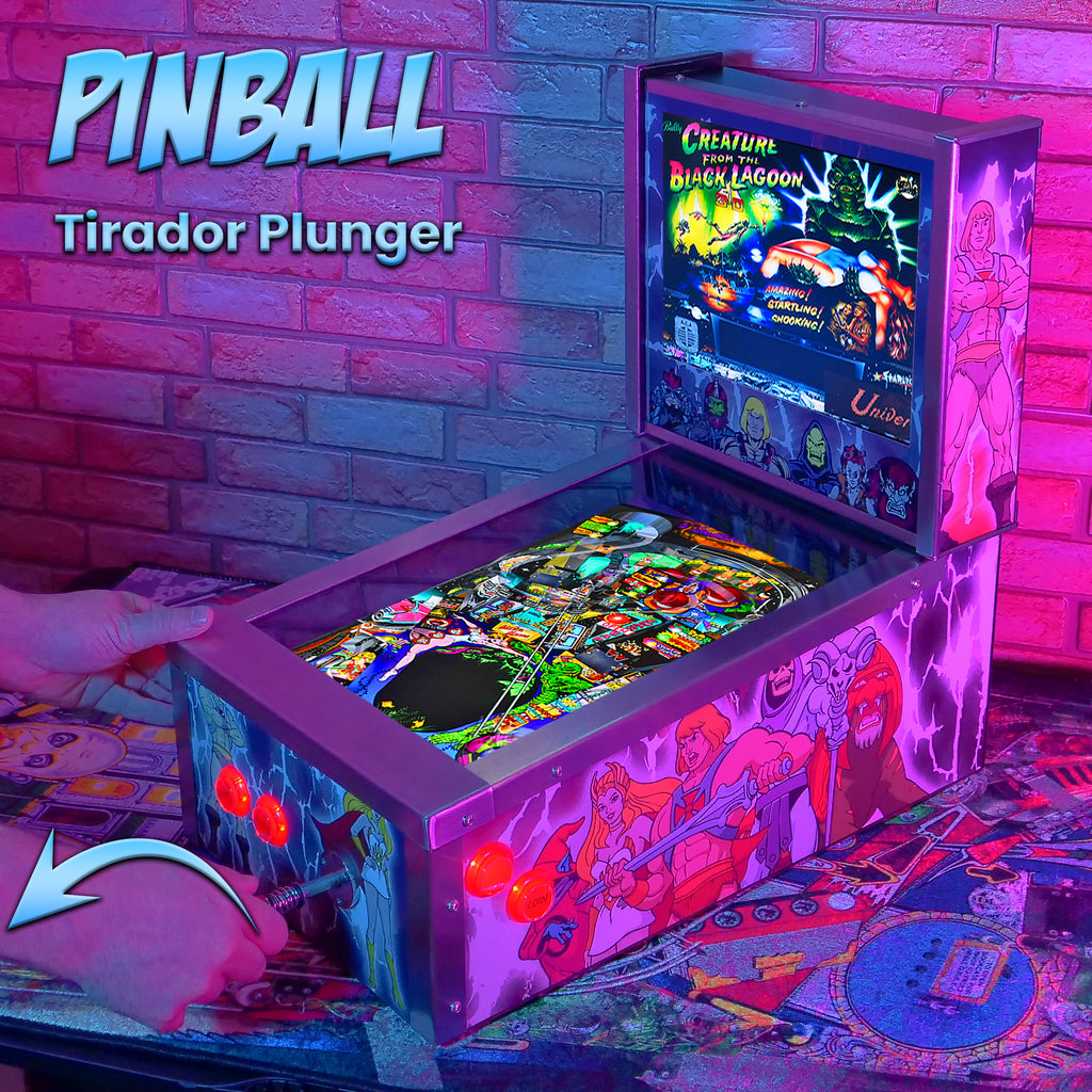 Pinball Virtual 15.6" + 12" con plunger analógico (Pinball Metálico He-man con Backglass)